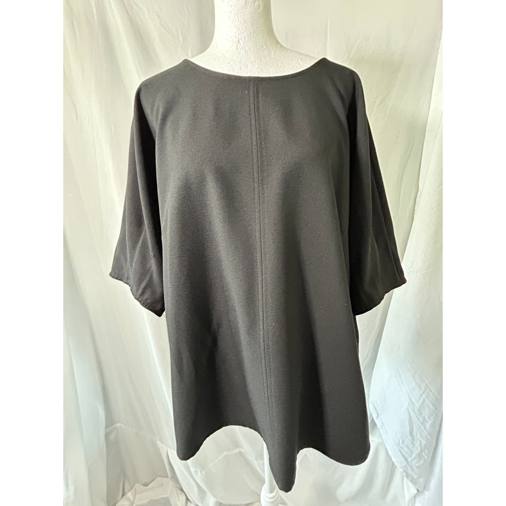Who What Wear Womens XXL Jet Black Oversized Boxy Crew Neck Blouse Top NWT XXL